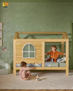 LM เตียงในบ้านไม้ดีไซน์แบบสแกนดิเนเวียสำห<span class=keywords><strong>รับ</strong></span>เด็กเตียงนอนเล่นสำหรับห้องนอนเด็กสะดวกสบาย - Product Image 2