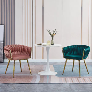 Sillas de comedor tejidas para restaurante modernas muebles para el hogar al por mayor de Metal de terciopelo nórdico de alta calidad para interiores - Product Image 2