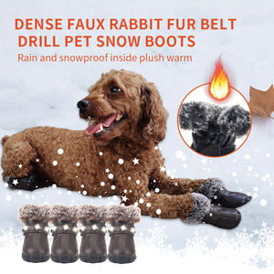 ब्रांड चमड़े गर्म सर्दियों फैशन छोटे कुत्ते के जूते के साथ जूते मोजे खरगोश फर जूते शीर्ष टेडी छोटे कुत्ते के लिए पालतू - Product Image 3