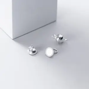 S925 Sterling Silver Gold Rhodium Mạ Nam Châm Vòng Đeo Tay Khóa Kim Loại Kết Nối Khóa Tự Làm Phụ Kiện Khóa Bán Buôn Nhà Cung Cấp