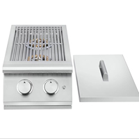 Barbecue portable moderne à double brûleur au GPL en acier inoxydable 304, étanche, pour usage domestique et extérieur, pliable