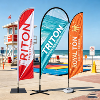 Drapeau publicitaire personnalisé de haute qualité, imprimé, en forme de plume, pour publicité extérieure, drapeau en forme de larme, drapeau promotionnel pour événements, drapeau de plage volant