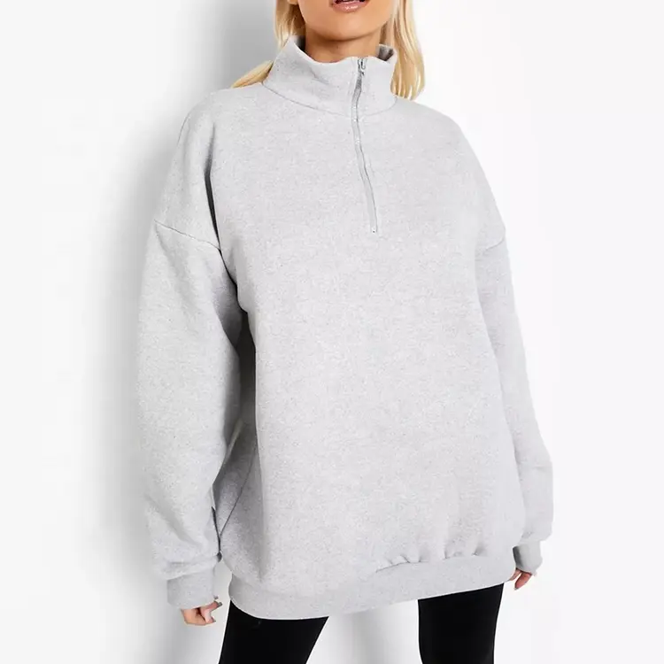 2022 New Fashion Women's Half Zip Sweatshirts Custom Graphic Design Girls Oversized Pullover Women Sweatshirt
