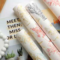 Papier d'emballage floral coréen de luxe, imperméable, dessiné à la main, motif floral, pour bouquets, vente en gros