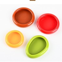 Avocado Saver en Tomatenhouder, 4 herbruikbare voedselbewaarbakjes voor koelkast, fruit- en groentebak, crisper, halve ui gesneden