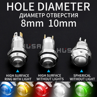 Interrupteurs à bouton-poussoir métalliques étanches 8 10 12 16 mm avec LED, auto-bloquants et à réinitialisation automatique, 3-6V 12-24V 110V 220V, mini-interrupteurs à bouton