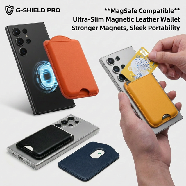 For for S26 Ultra Compatible Genuine Leather Magnetic Wallet Case with Built-in Card Slots & Magnetic Closure
