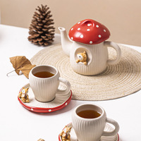 700ml créatif mignon champignon théière peint à la main tasse ensemble vertical café thé pot pour ménage vaisselle