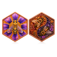 Pièce commémorative hexagonale en cuivre fin .999 de 1 OZ, motif abeille Yin Yang, fleur et nid d'abeille, avec personnalisation OEM ODM pour souvenir
