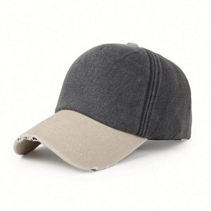 Casquette de baseball sportive unisexe 5 panneaux 100 % coton, design délavé avec trous, protection solaire pour les sports d'été - Product Image 6