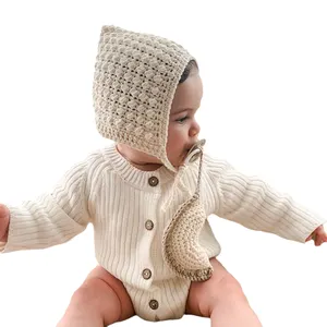 Barboteuses épaisses pour bébé Barboteuses tricotées de qualité supérieure Vêtements pour bébé Vêtements avec boutons Barboteuse Sweat-shirt pour bébé en coton biologique