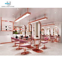 Design d'intérieur de magasin de détail personnalisé et tendance, présentoir de sol rose pour salon de manucure, design de salon de coiffure, décoration pour salon de beauté