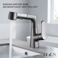 Robinet de lavabo contemporain en plastique ABS avec douchette extractible, finition chromée, montage sur comptoir, eau chaude/froide pour salle de bain