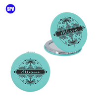 Miroir compact personnalisé en similicuir gravé au laser pour cadeau de demoiselle d'honneur, idéal pour les voyages et le maquillage
