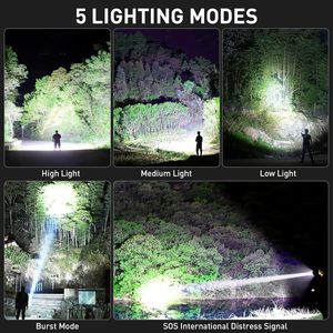 <b>Rechargeable</b> Long-range Searchlight Camping Flashlight <b>LED</b> Outdoor <b>Light</b> with 1500 Lumens and 260m Beam Range - Product Image 5