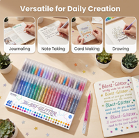 Pena gel glitter cepat kering warna-warni untuk gambar, planner pelajar, tampilan mewah