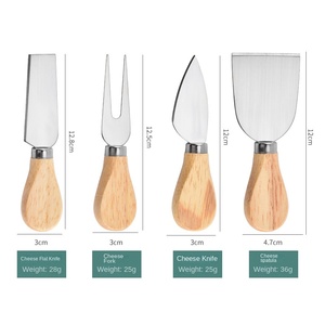 Set di 4 Coltelli per Formaggio in Acciaio Inox con Manico in Legno, Taglierina per Crema, Coltello per Pizza, Confezione Regalo, Vendita all'Ingrosso - Product Image 4