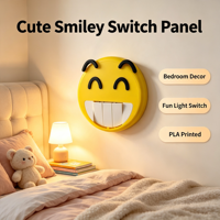 Cache-interrupteur mural décoratif en PLA imprimé en 3D avec visage souriant, pour chambre d'enfant et décoration intérieure