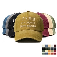 Gorra de Béisbol Personalizada con Bordado Tridimensional 'I FIX', Estilo Vintage, de Algodón Lavado, Patriótica y Ajustable