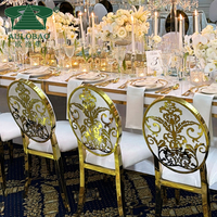 Chaise de mariage, siège sculpté de luxe avec cadre en acier inoxydable, pour banquet