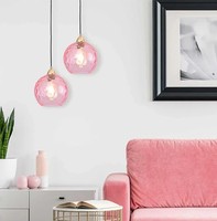 Lámpara de Techo LED Nerium de Marca Española, con Pantalla de Vidrio Rosa, 1 Luz, Montaje en Superficie, para Hogar u Oficina, Base de Hierro con Acabado Dorado, Flexible