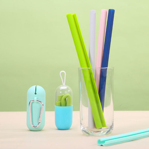 W11 Detachable Silicone <b>Straws</b> Colorful Washable <b>Reusable</b> With Cleaning Brush Straight Pipe Drinking <b>Straws</b> Set - Product Image 2