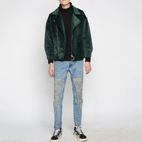 Jean slim homme personnalisé style streetwear rétro automne, patchwork, effet éclaboussures de peinture, vintage, denim urbain délavé, décontracté