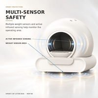 Bac à litière intelligent pour chat 65L, nettoyage automatique, contrôle par application Tuya, avec bac à déchets 9L, capteurs de sécurité, contrôle des odeurs, Pawglobe