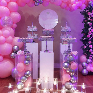 Pedestal de Acrílico para Exhibiciones y Bodas, Pedestales Redondos de Acrílico para Exhibición, Pedestal de Acrílico Dorado Rosa para Bodas - Product Image 6