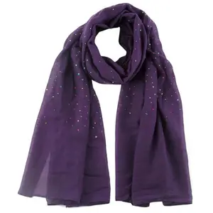 new style purple foil polyester summer thin scarf shawl for women