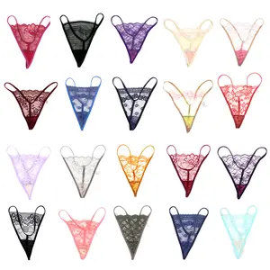 Wholesale barato ver através Sexy Mulheres Calcinhas Thongs para Mulher Respirável Lace Underwear G string tanga calcinha