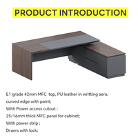 Bureau de direction ergonomique moderne en panneaux de bois - Bureau de luxe avec design modulaire extensible pour usage commercial