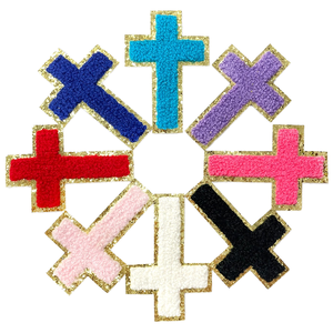 Parches bordados 3D de tela de 3 pulgadas con diseño de Jesús y cruz, en chenilla dorada, brillante, blanca y rosa, para camisas y gorras, venta al por mayor 2026 - Product Image 1