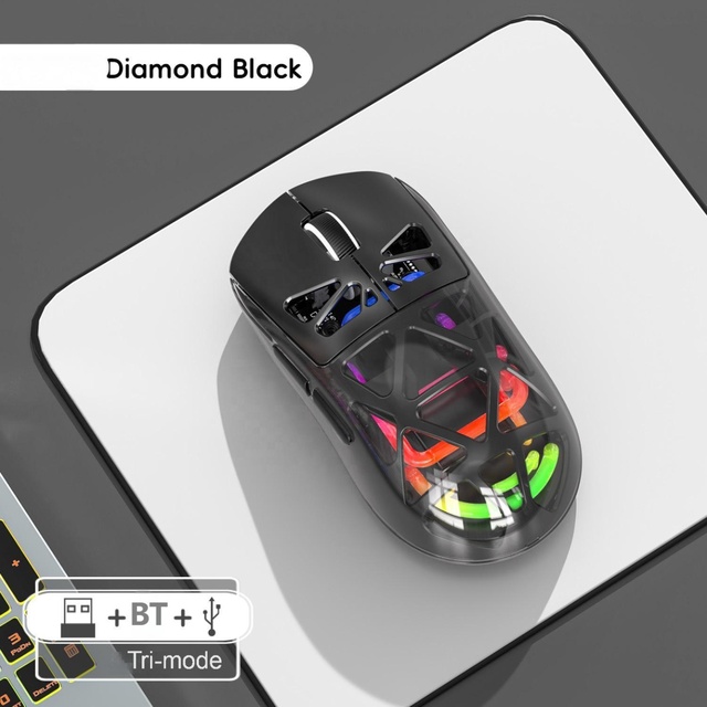2026 New USB Wired BT 2.4g Tr-i-model RGB Gaming Mouse 5D 3600 DPI Adjustable Rechargeable RGB 3 Mode Wired 2.4g BT Gaming Mouse