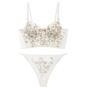 Sujetador de lencería con bordado Floral Grace para mujer, Sexy corta Camiseta sin mangas de cintura, conjunto de lencería y bragas sexis sin costuras 0007 - Product Image 5