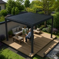 Pérgola de Aluminio Resistente con Techo de Láminas, Gazebo de 10x12 pies, Impermeable, Pabellón de Jardín, Precio de Fábrica, Toldo Personalizado para Patio Trasero