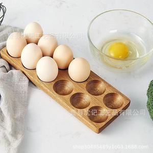 Wooden Egg Tray 12 Compartment Fresh Keeping Storage <b>Kitchen</b> Countertop Organizer - Product Image 2