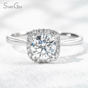 Anillo de Compromiso Halo Solitario de Oro Blanco de 18K con Diamante Cultivado en Laboratorio de Corte Brillante de 1.15ct de Starsgem, Color D Clásico - Product Image 2