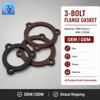 Gasket Flens 3 Lubang Grosir, Cincin Penyegel Karet FKM Coklat, Gasket Oli Tahan Suhu Tinggi, Ukuran Kustom, Pabrik OEM