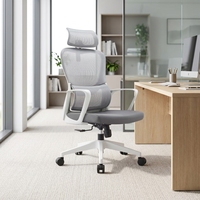 Chaise de bureau ergonomique moderne, réglable en hauteur, dossier haut en mousse, support lombaire, accoudoirs pivotants réglables, base en aluminium pour la maison