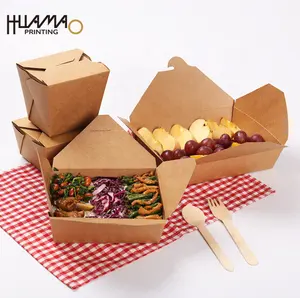 Food Boxes Takeaway Packaging Disposable Eco Friendly Kraft Custom Food Box Packaging Take Away Food Paper Box