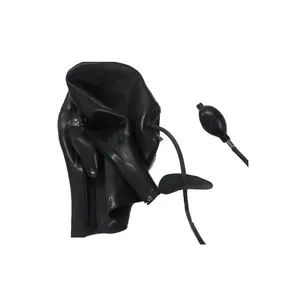 Suffocation mask fun latex headgear latex mask with zipper cosplay adult