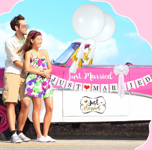 Striscioni 'Just Married', Bandiere, Accessori per Foto, Palloncini Giganti in Lattice con Elio, Nappe, Fiori di Seta, Ghirlande e Nastri per Forniture per Feste di Matrimonio - Product Image 4