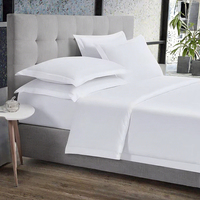 Parure de lit blanche 100% coton, couleur unie, douce et respirante, drap, housse de couette, taie d'oreiller, literie de luxe pour hôtel, maison, chambre à coucher