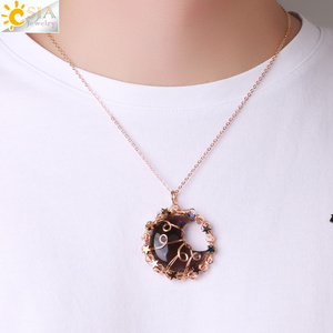 CSJA-colgante de cristal envuelto en piedra Natural, luna creciente, estrella, H028, venta al por mayor - Product Image 4