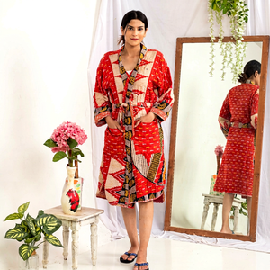 Chaqueta Kantha Acolchada de Algodón Hecha a Mano de Lujo para Mujer, Reversible, con Estampado de Bloques Vintage, Estilo Boho, Calidad de Exportación, Venta al Por Mayor - Product Image 1