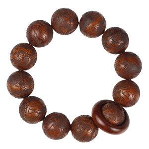 Indonesian Huanghuali Wood Carved Buddhist Prayer Beads 20mm Men's Collectible <b>Bracelet</b> High Density Sinking Water Quality - Product Image 5