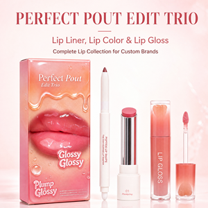 Coffret de gloss à lèvres HKH Private Label OEM ODM, crayon à lèvres, gloss liquide, rouge à lèvres hydratant brillant, vegan, waterproof, naturel et doux - Product Image 1
