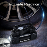 High Power Double Cylinder Car Air Compressor Tire Pump Auto Air Inflator for Truck or Motorcycle With LED Light