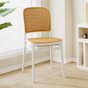 Silla <span class=keywords><strong>de</strong></span> Comedor Apilable <span class=keywords><strong>de</strong></span> Plástico Estilo Nórdico para el Hogar, Respaldo Grueso, Imitación <span class=keywords><strong>de</strong></span> Mimbre Tejido, para Patio Exterior, Restaurante - Product Image 2